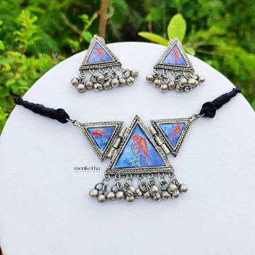 Tara Triangle Oil-Painted Necklace Set