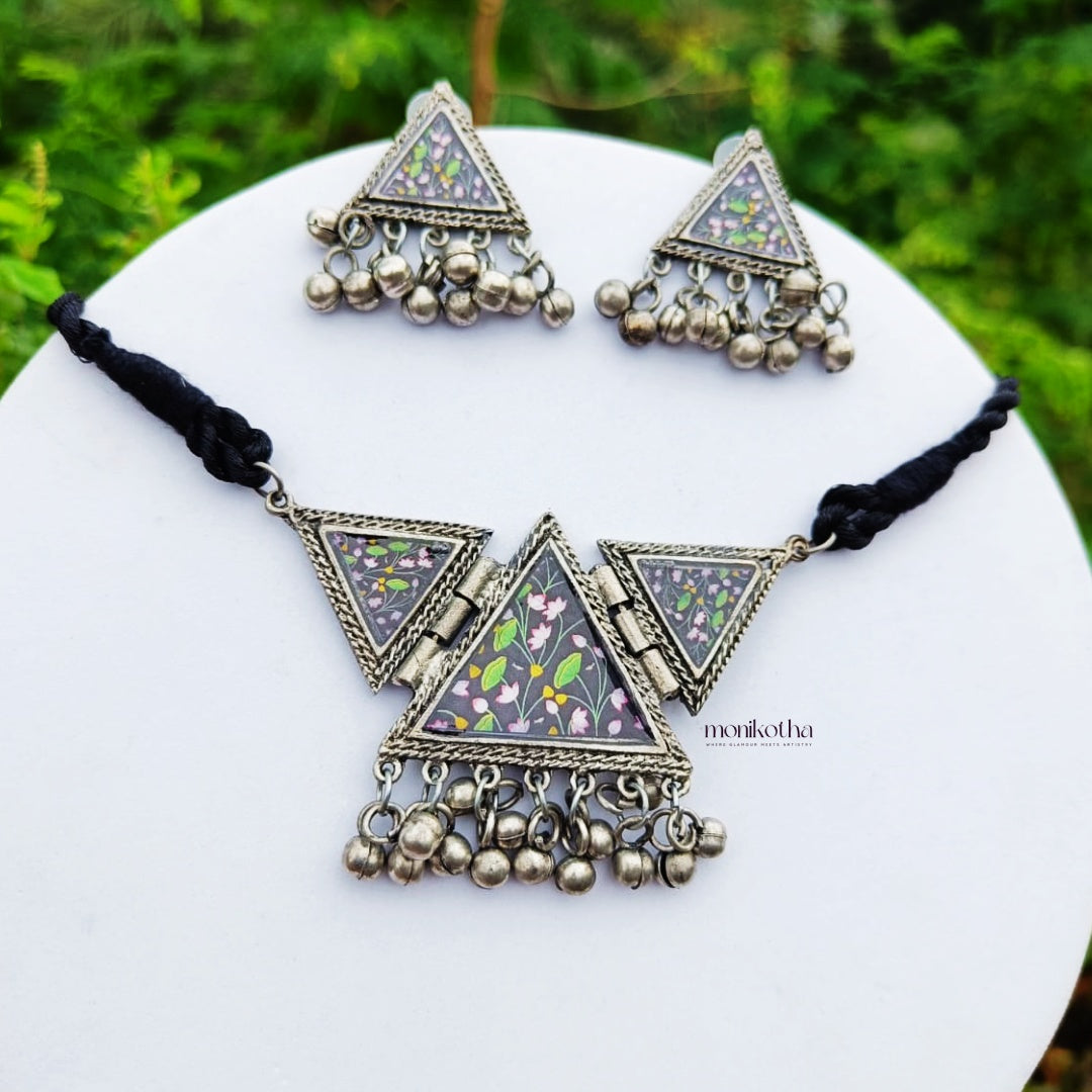 Tara Triangle Oil-Painted Necklace Set