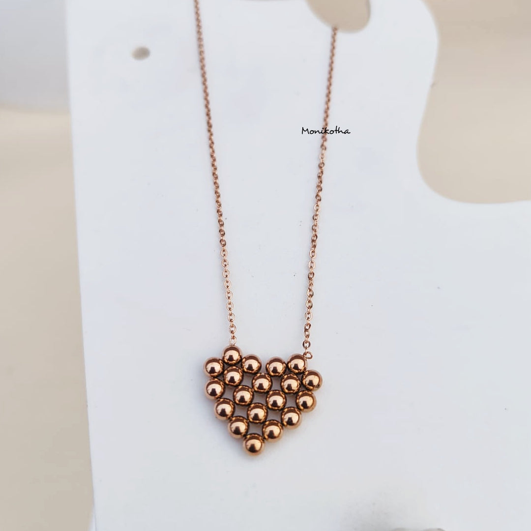 Moti Rose Gold Heart Necklace