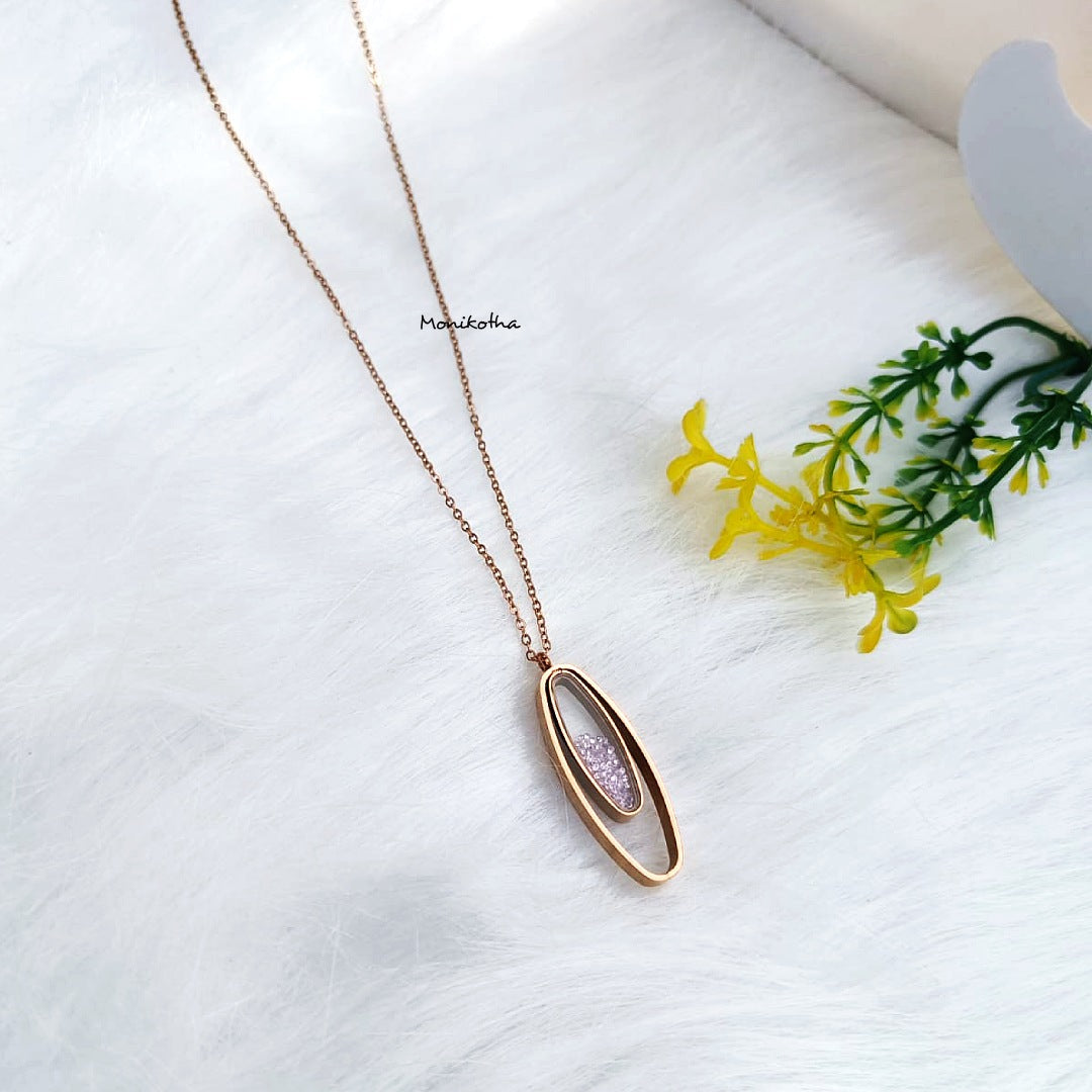 Rupsha Stone Rose Gold Necklace