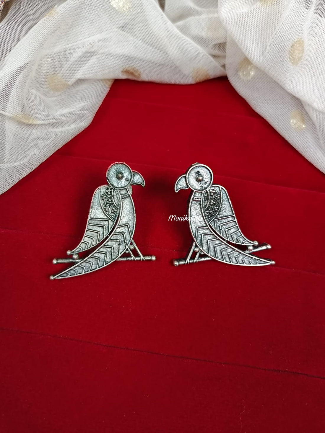 Ishani Majestic Bird Silver Earrings